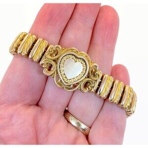 Sweetheart Bracelet, Antique, Heart Expansion Victorian RARE Gold Filled Vintage